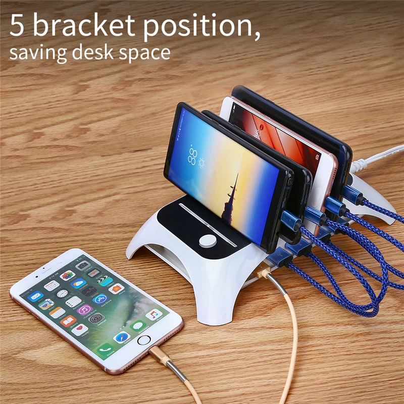 

Multi-port 5 bracket Universal Detachable USB Charging Station Stand Holder Desktop Charge For iphone Samsung Huawei Xiaomi LG