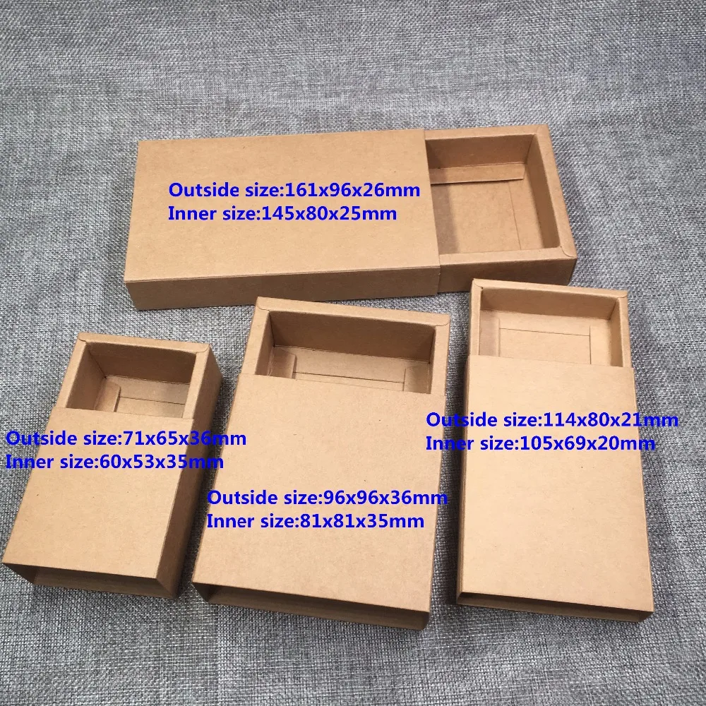 

24pcs Kraft Paper Drawer Boxes DIY Blank Gift boxes for Gift\Handmade Soap\Crafts\Jewelry\Macarons\Candy Packing Boxes 4 Size