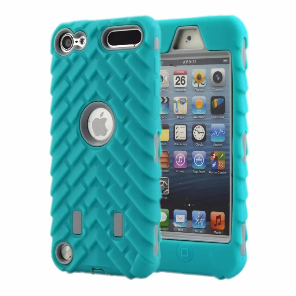 

For Apple iPod Touch 5 6 Silicone + PC Anti Shock Rugged Combo 3D Grain Armor Case For iPod Touch 6 5 Hard Defender Cover Cases