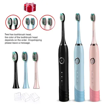 

3PCS Sonic Electric Toothbrush S200 Ultrasonic Intelligent with 12 Replaceable Brush Heads Hygiene USB Rechargeable Waterproof