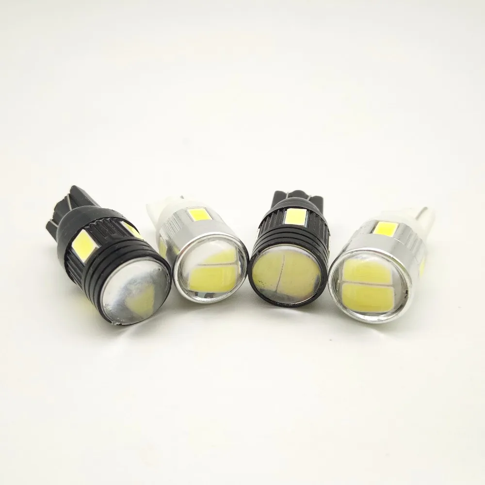 4 шт. T10 5630 6SMD объектив 194 168 W5W 6LED лампы 12V 24V 360 градусов Авто Клин номерного знака светильник с одним чипом для универсальных машин стайлинга автомобилей