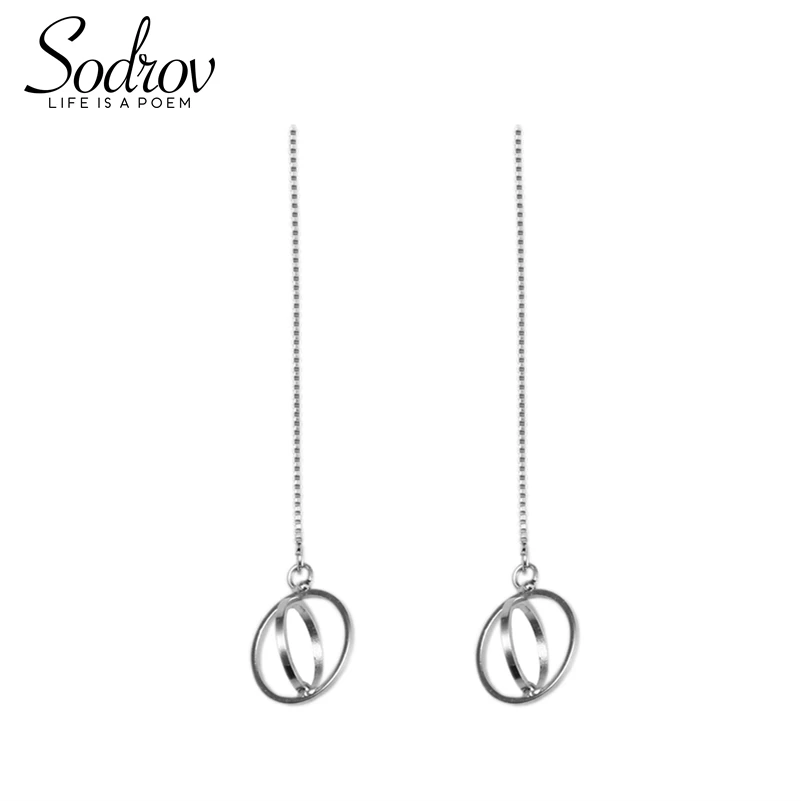 

SODROV Drop Earrings 925 Sterling Silver Simple Round Earrings Fashion Gifts Women's Geometric Fine Jewelry HE008