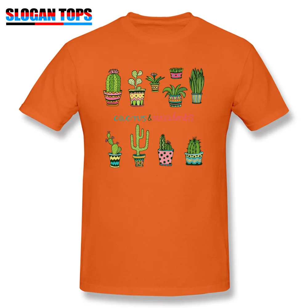 succulent plant cactus Camisa T Shirt Short Sleeve for Students 100% Cotton Autumn O-Neck Tshirts cosie T Shirts Wholesale succulent plant cactus orange