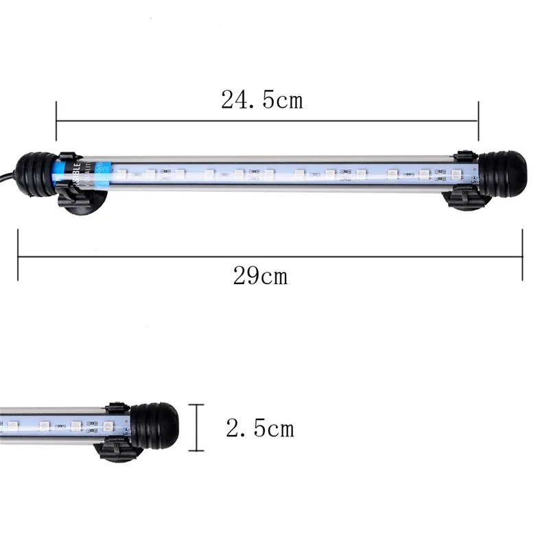 Подводный для аквариума светодиодный свет аквариума водонепроницаемая лампа 29 см 12 Led 5050 SMD светло-синий/белый цвета ЕС/США/Великобритания штекер
