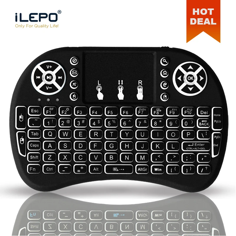 

iLEPO I8 2.4GHz Wireless Mini Keyboard English Russian Version Touchpad Handheld Air Mouse for Android TV BOX Tablet Computer