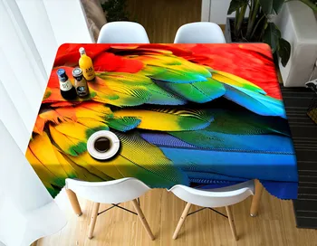

Beautiful Bright feathers 3D Tablecloth polyester Dinner Table Cloth Macrame Decoration Table Cover