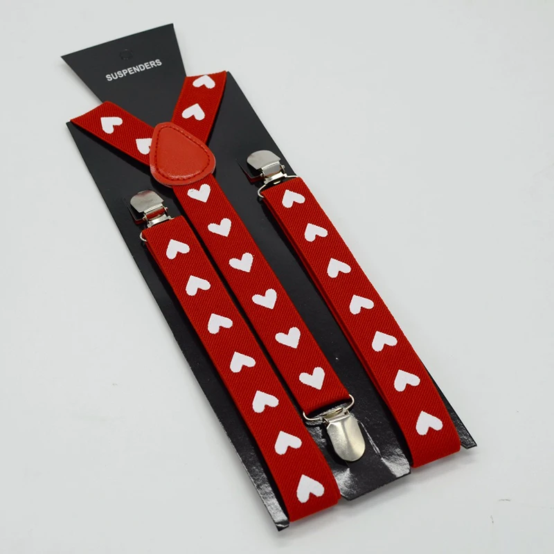 Red-color-adult-suspender-with-3clips-white