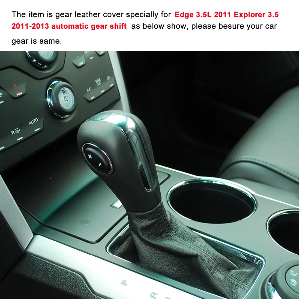 Car Gear Head Cover Case For Ford Edge 3.5L 2011 Explorer 3.5 2011-2013 Automatic Shift Collars Genuine Leather