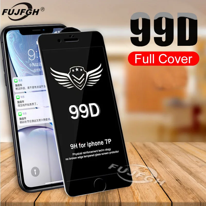 

99D Curved Edge Protective Glass For iPhone 6 6S 7 8 plus X XR XS MAX glass on iphone 7 6 X tempered Screen Protector Glass Film