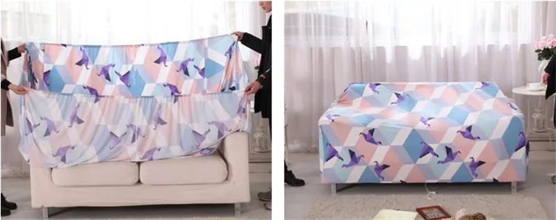 Easy Install Elasticity Sofa Cover Tightly All-inclusive Wrap Printed Flowers Single/double/three/four Seat Sofa Cover Slipcover