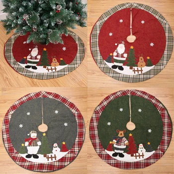 

42" Christmas Tree Skirt Christmas Decorations for Home Santa Claus&Snowman Xmas Tree Apron Natal Decor New Year Supplies
