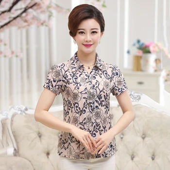 

2020 Summer Style Vogue Women Short Sleeve Lapel Slim Fitted Shirts Casual Office Lady Beige Blouse Tops Tees Plus Size L-4XL