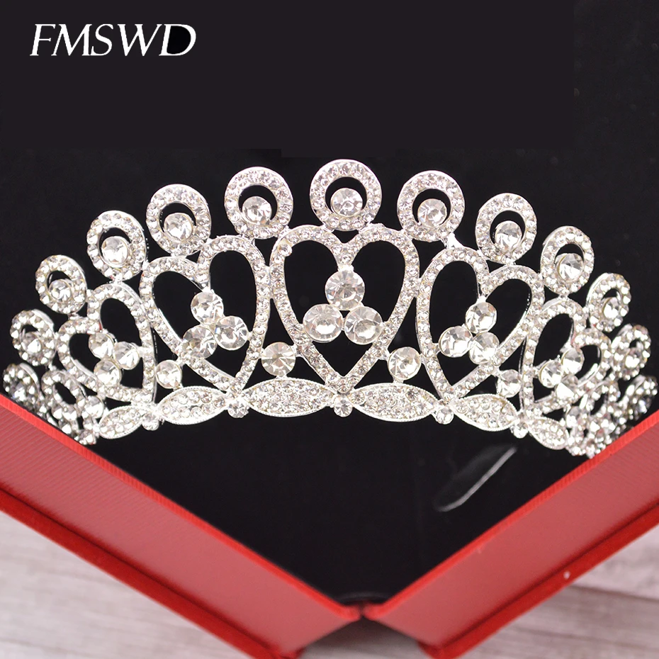 

Silver Crystal Princess Crown Wedding Comb Bridal Headdress Upscale Prom Women Hair Accessories Birthday Banquet Hair Decor