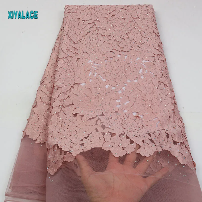 Последние французские кружева ткани высокого качества Тюль Кружева wifh бисерная ткань для свадьбы нигерийское Тюлевое кружево Материал YA2395B-1