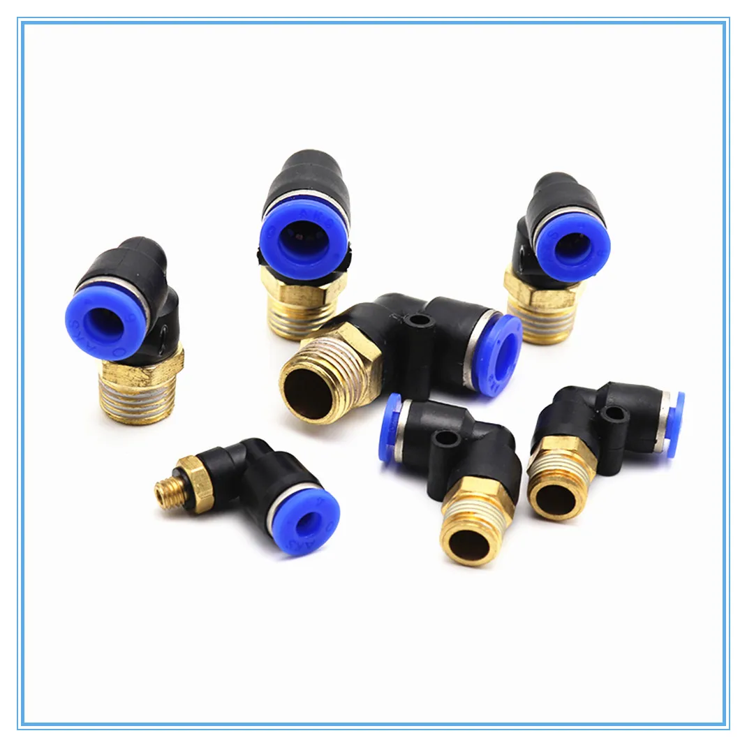 

Air Pneumatic Pipe Connector 10mm 8mm 6mm 12mm OD Hose Tube 1/8" 1/4" 3/8" 1/2" BSPT Male Thread L Shape Gas Quick Joint Fitting