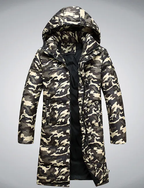 Бренд-одежда куртка модная Толстая Повседневная Удлиняющая пуховая куртка до колена длинная зимняя куртка мужская парка размера плюс зимнее пальто - Цвет: khaki