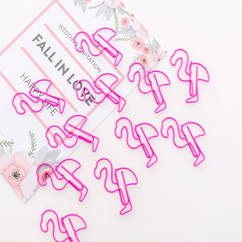 Clipes de Papel Marcador e Encadernação para Documento Escola e Escritório Fornecimento por Atacado Lote Adorável Animal Rosa Flamingo Metal 100 Pçs - 8 para documento escola e escritório fornecimento por atacado