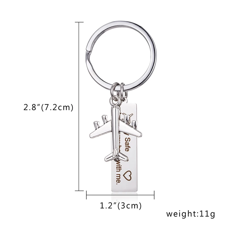 Пользовательские брелоки подарки Выгравированные буквы персонализированные брелоки из нержавеющей стали, безопасный брелок для ключей, парные ювелирные изделия - Цвет: Fly Safe