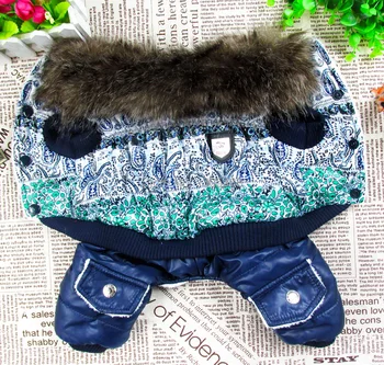 

Blue and white bubble padded luxury fur Style Pet dogs Winter Coat Free Shiping By CPAM Dogs Clothing