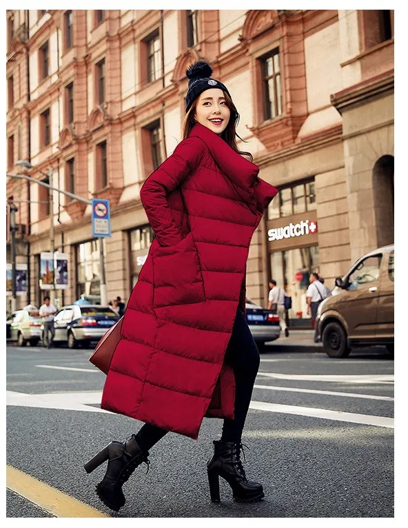 Новинка, зимний плотный теплый пуховик с длинными секциями, свободное и удобное модное тонкое женское пальто с большим карманом