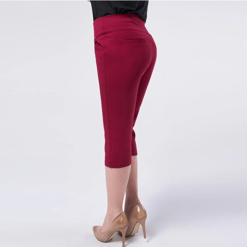 Super Stretch Pure Color Plus Size Female Elastic Band Pants Calf length Good Quality Extra Large Size Women Skinny Capris 6XL Super Stretch Pure Color Plus Size Female Elastic Band Pants Calf length Good Quality Extra Large Size Women Skinny Capris 6XL