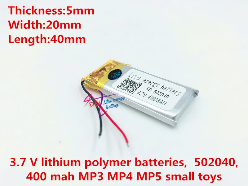 3 7 V 400mAh 502040 литий полимерная LiPo аккумуляторная батарея ионные ячейки для Mp3 Mp4 Mp5 DIY