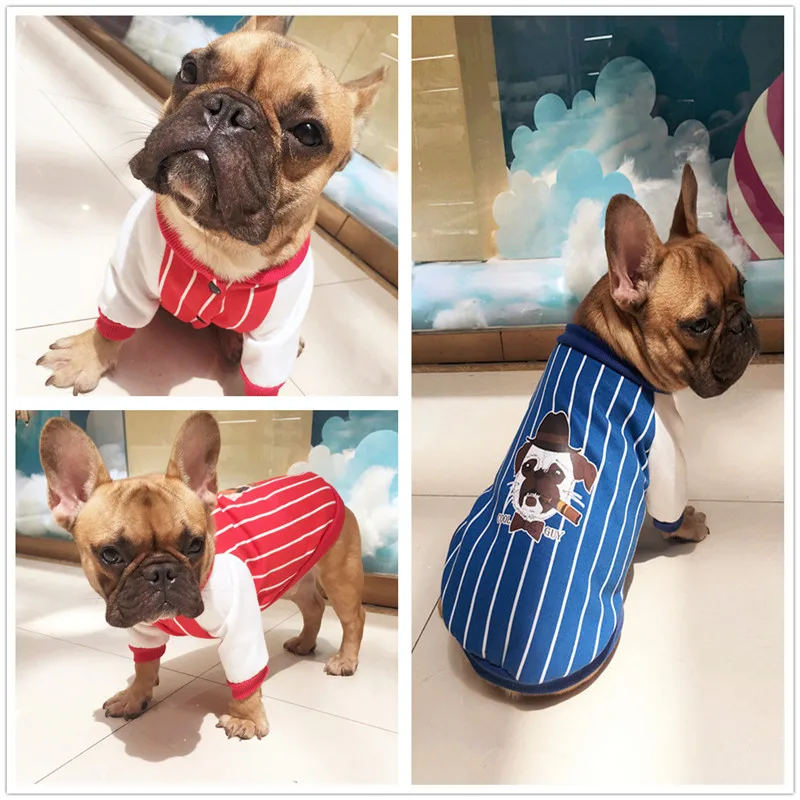 

2018 Newest Style Striped Style Pet Dog Coat For Bulldog Two Color Selection Sweater New Dogs Clothing