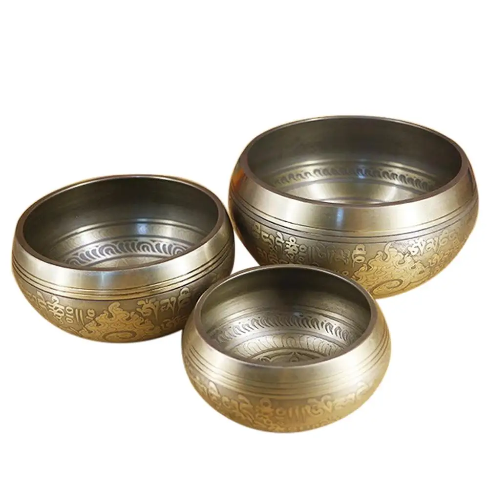 

Tibetan Copper Buddhist Hand Carved Yoga Meditation Sound Therapy Healing Singing Bowl