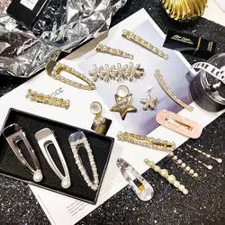 Мода 13 видов стилей жемчуг золото Серебряная Буква зажим для волос для Женская повязка для волос корейский дизайн кнопки заколка шпилька