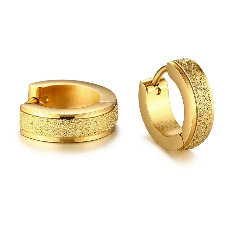 Gold Пара черных серьги-кольца из нержавеющей стали для мужчин маленькие серьги в стиле панк хип-хоп мужские женские ювелирные изделия - Окраска металла: Gold