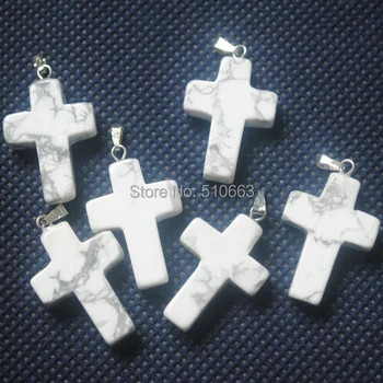 

50 Pieces/Lot,Import White Turquoisee,Cross Pendant,Top Fashion Jewelry Accessories,Size:18x25mm