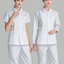 Женская Больничная медицинская рабочая одежда костюм воротник Уход Одежда униформа для доктора короткий рукав стоматологический салон красоты хирургические комбинезоны