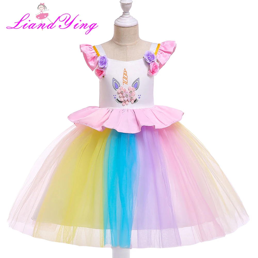 Pastel Rainbow Tutu Dress Pageant Rainbow Birthday Party Dress Fairy