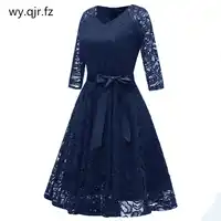 CD1592Z#dark blue V-neck Bow Lace Short Bridesmaid Dresses wedding party dress prom bridal gown cheap wholesale women's clothing