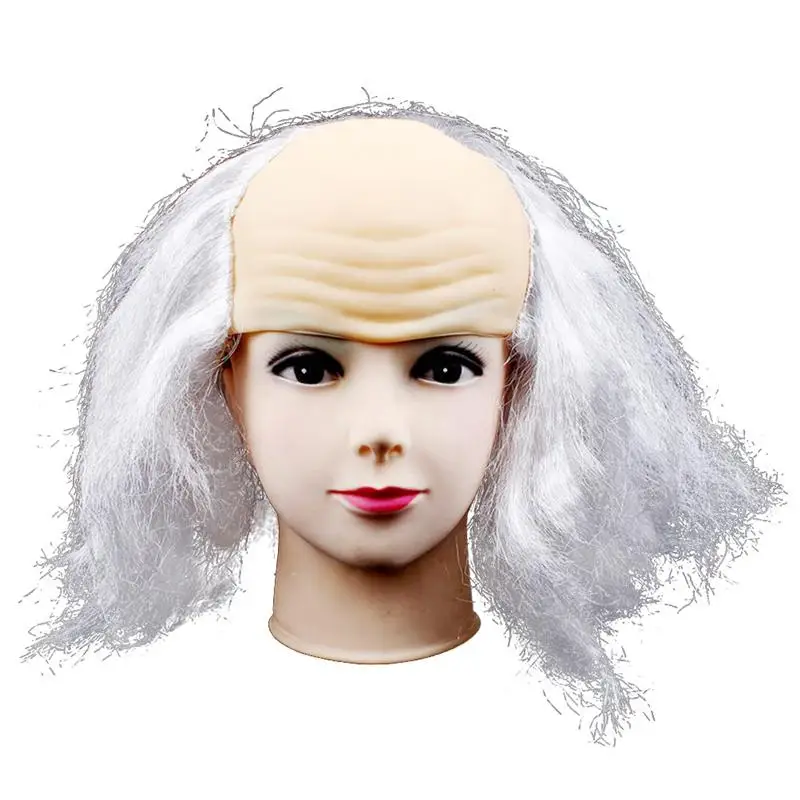 

Bald Wig Pranking Funny Bald Cap Wig Head Mask Old Lady Wigs Latex Wigs for Halloween Costume Party Props Masquerade