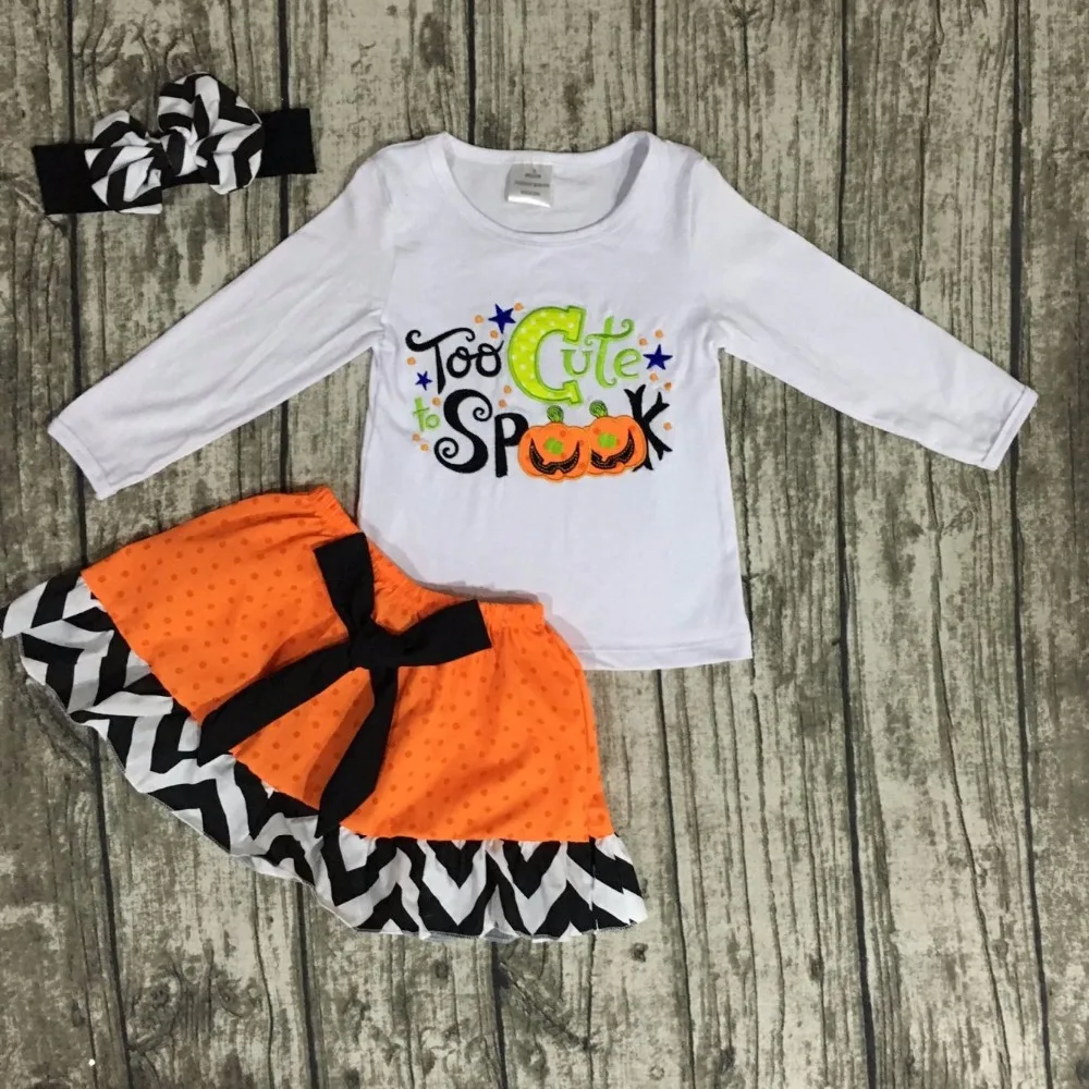 fall boutique clothes pumpkin cotton TO Cute Spark clothing with skirts baby girls Halloween long