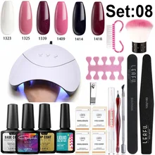 Modelones 21 шт/лот Светодиодная лампа для дизайна ногтей набор инструментов УФ Гель-лак удаляемый путем отмачивания лака Полупостоянный наборы лаков умный датчик УФ лампа