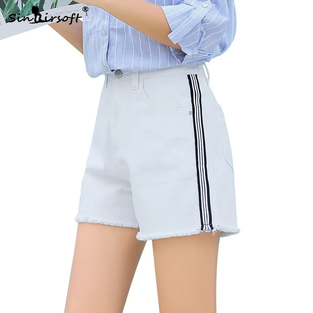 

SINAIRSOFT summer casual shorts ladies raw edge A word denim shorts open large size fashion shorts 30 31