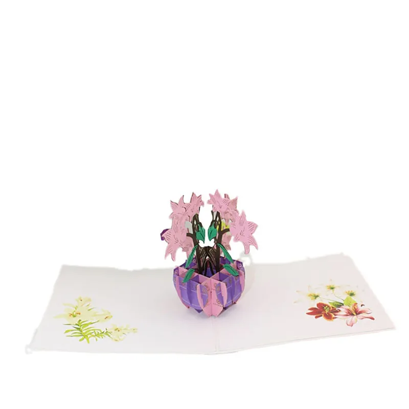  3D Handmade Color Printed Perfume Lily Valentine's Day Paper Invitation Greeting Cards Father's Mot - 33005925924