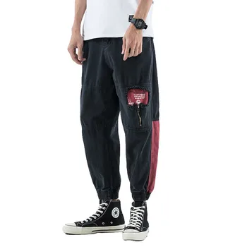 

2020 New Arrival Men Hip Hop Casual Pants Fashion Japan Style Spliced Design Trend Youth Straight Male trousers 100% Cotton
