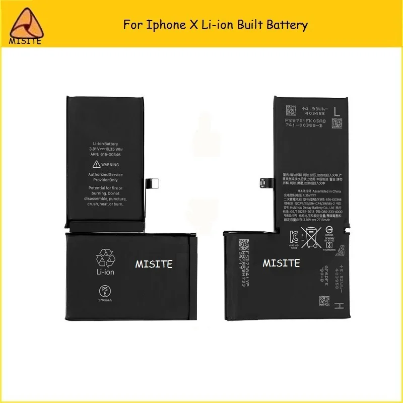 

2PCS/LOT Brand New OEM 0 zero cycle Original Li-ion Battery for iPhone X 10 Ten Back Door inner Built Battery iX