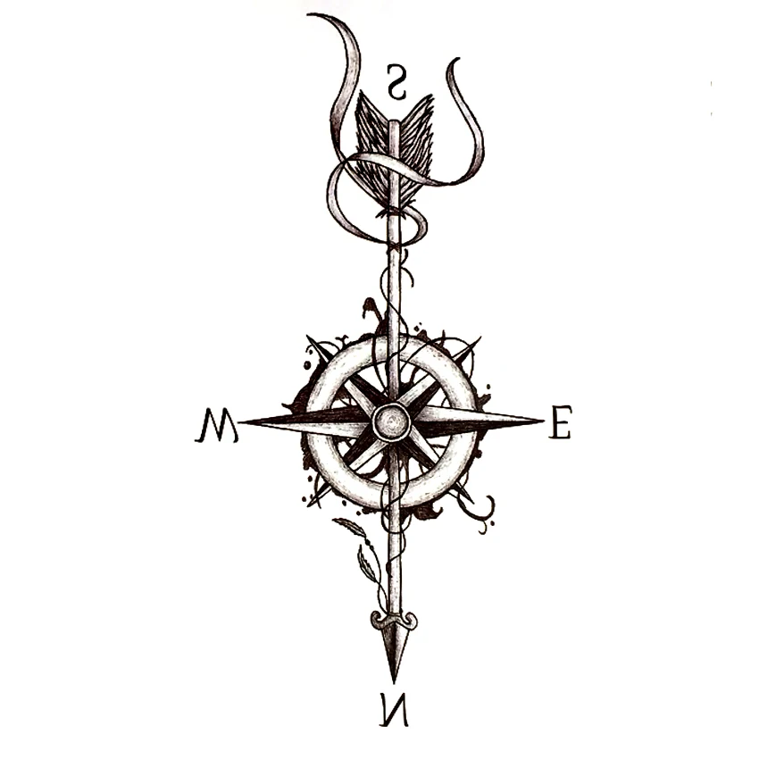 3pcs Compass Arrow Waterproof Temporary Tattoo Sticker Harajuku Tatoo ...