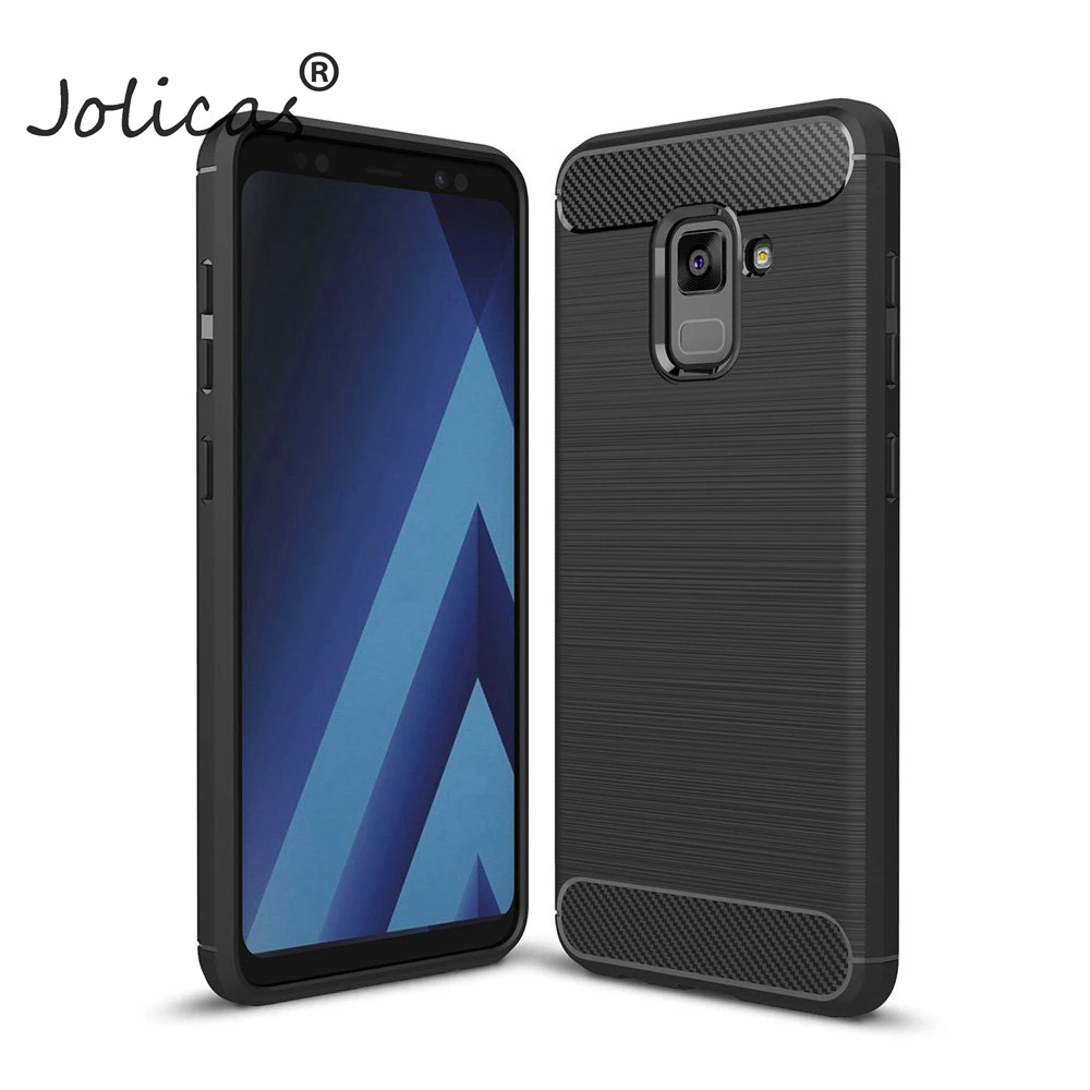 Задняя крышка для samsung Galaxy A8 2018 Чехол Мягкий силикон из углеродного волокна Чехлы