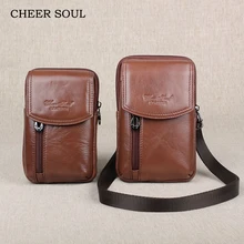 Cheer Soul винтажная Мужская поясная сумка на пояс, Мужские поясные сумки из натуральной кожи для мужчин, дорожная сумка на плечо, мужской чехол для телефона, поясная сумка