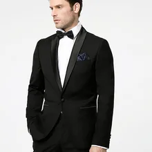 Мужской костюм облегающий смокинг для свадьбы одежда жениха черные костюмы индивидуальный заказ