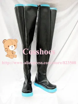 

Custom made long blak and blue miku Shoes boots from vocaloid Cosplay