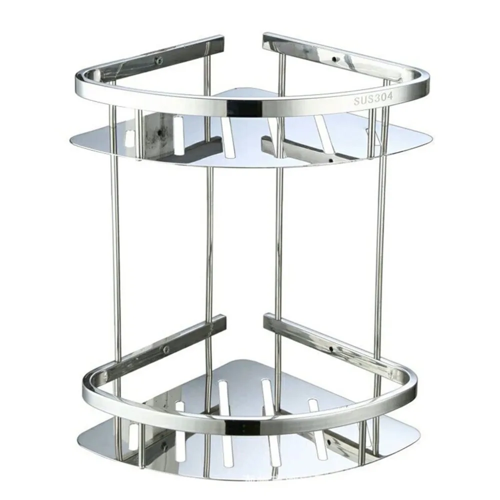 

Stainless Steel Anti-rust Storage Shelf Wall Mounted Hanging Rack Washroom Bathroom Shower Soap Sponge Holder Corner Holder
