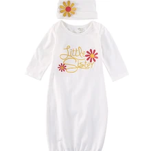 Милая одежда для маленькой сестры, Одежда для новорожденных, домашняя одежда для новорожденных, комплект с шапочкой, белый цвет