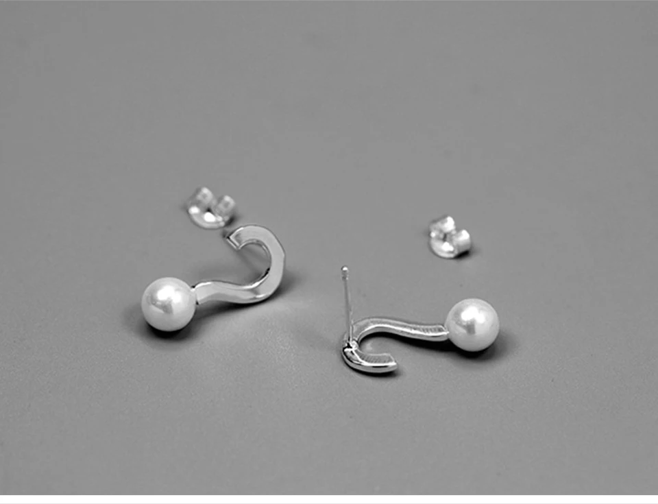 Muduh Collection Real 925 Sterling Silver Handmade Designer Fine Jewelry Cute Question Mark Design Drop Earrings for Women Brincos