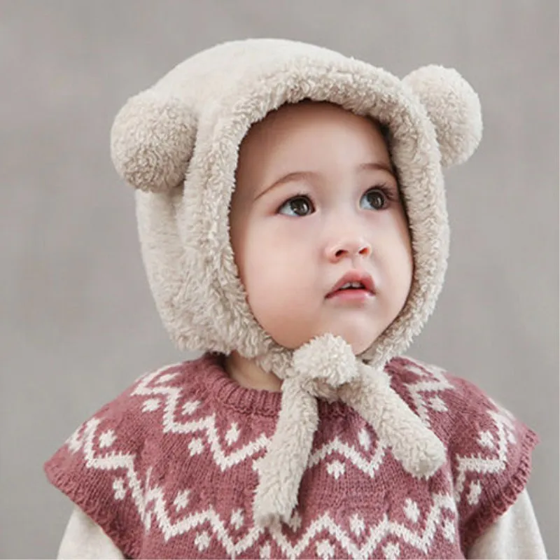 Baby Toddler Girls Boys Warm Hat Winter Beanie Hat Cute Bear Ear Plush